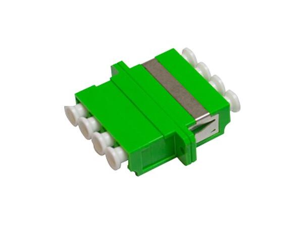 Adapter SM LC/APC-QUAD Green With flange, metall clip, Zr. sleeve 
